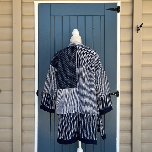 Madewell 100% MERINO WOOL Patchwork
Collage Cardigan In Indigo Women Size Large - Picture 4 of 9